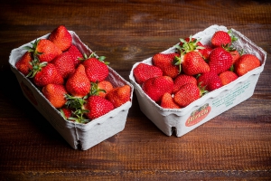 Zwei Schalen mit je 500 g großen Erdbeeren vom Spargel- und Erdbeerhof Hirsch in Trebur 500 g